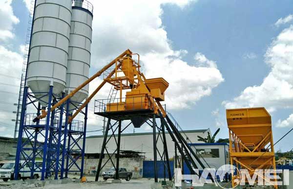 HZS75 concrete batching plant installed in the Philippines