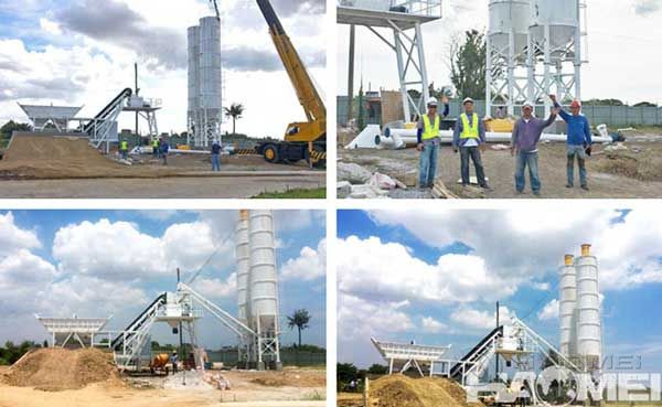 YHZS25 mobile concrete batching plant in the Philippines